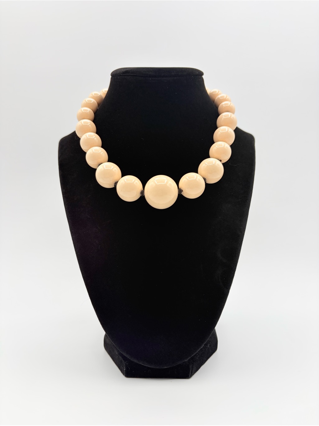 Vintage Vendome Cream Bead Necklace Chunky Choker Adjustable